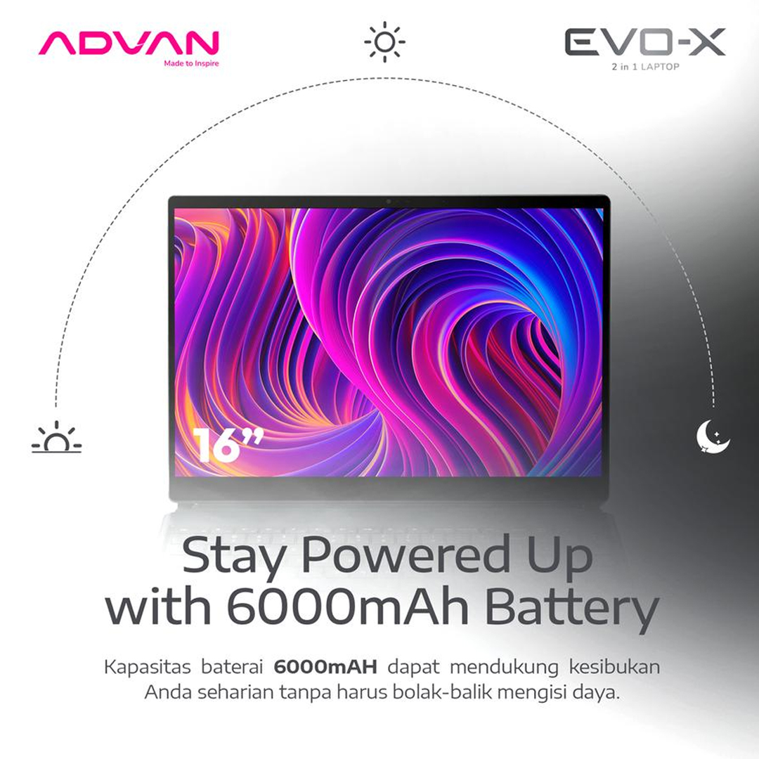 ADVAN EVO-X TOUCH 2IN1, Intel i3-1215U, 12GB, 512GB, Windows 11 HOME, 16.0" - Image 2