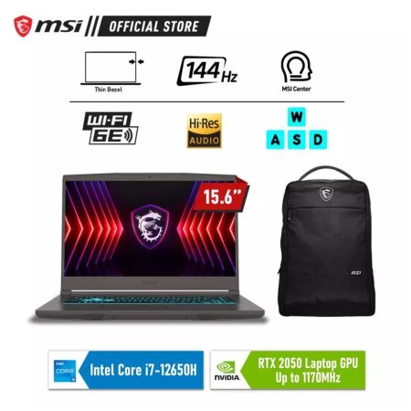 MSI THIN 15-B12UCX.2413, Intel Core i7-12650H, RTX2050 4GB, 16GB, 512SSD, Windows 11, 15.6FHD 144HZ